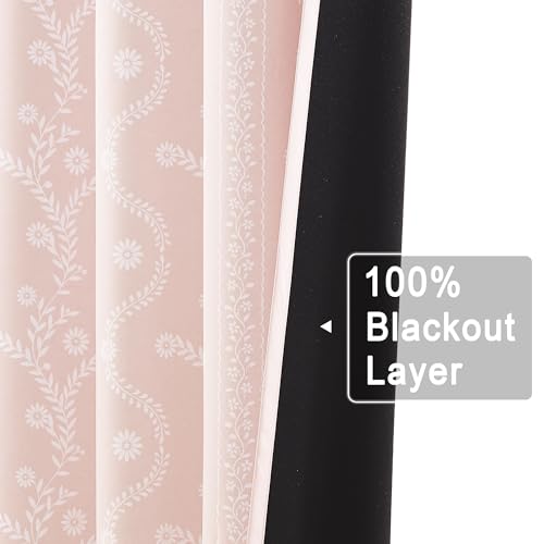 Blackout Cafe Curtains 45 Inch Length Boho Curtains Pink Farmhouse Curtain for Small Window — view 2