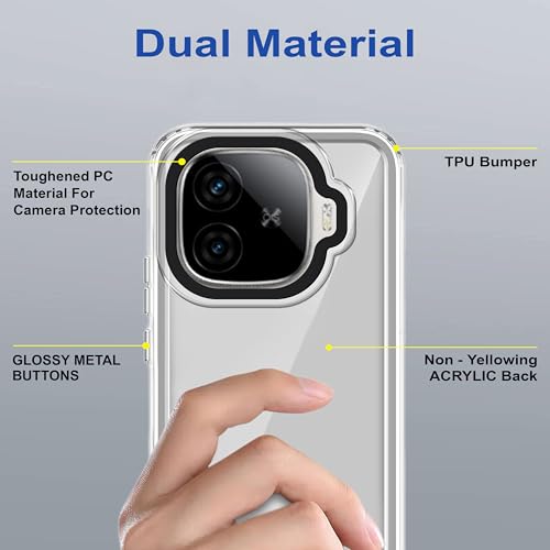 Image of amazon basics Back Case Cover for iQOO Neo 10R | Compatible for iQOO Neo 10R Back Cover | Case Cover with Camera Protection | (TPU + PC | Transparent)