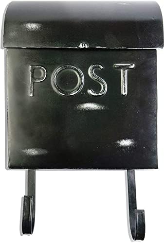 NACH Rustic Black Mailbox with Newspaper Holder, Wall Mount Mailboxes for Outside, Euro Aged Outdoor Mail Box, Metal Mailbox, 12 x 11.2 x 4.5 inch, TH-10016
