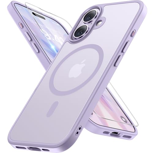 Miracase for iPhone 17 Case with MagSafe [with 9H+Screen Protector & Strong Magnet] Military-Grade Protection Shockproof Scratch-Resistant with Velvet Touch for iPhone 17 Cover 6.3", Purple-Lavender