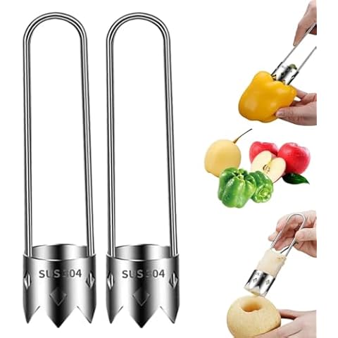 Red Bell Pepper Seed Corer, 2025 Upgraded Stainless Steel Fruit and Vegetable Corer Tool with Ergonomic Handle, Quickly Bell Pepper Corer Tool for Vegetables Fruit Corer Kitchen Gadget (2pcs) Cover