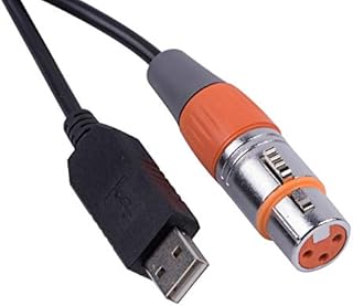 USB to DMX Control Cable RS485 Serial Converter Adapter FTDI XLR 3Pin Stage Lighting Device Cable (16ft, USB Transparent Shell)