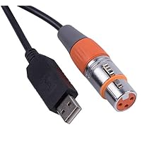 USB to DMX Interface Adapter LED DMX512 Studio Computer PC Stage Lighting Controller Dimmer FT232RL RS485 3PIN XLR Serial Converter Cord Support Win10 6ft, Black USB Shell