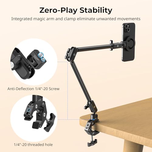 Image of SMALLRIG Desktop Clamp Magic Arm Kit for MagSafe for iPhone, 55cm / 21.6 inch | Two-Stage Adjustable Flexible Arm with Secure Grip for Smartphone, Webcam, Action Cameras - 5626
