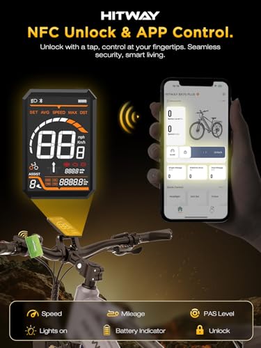 HITWAY 29” E-bike Electric Bike for Adults, Commute Ebike with Removable 36V 12.8Ah Battery, 50-80KM Range, 250W Motor 25km/h, 7-Speed Electric Mountain Bike with APP, E-MTB City Bicycle For Men Women
