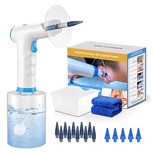 Ear Wax Removal Earwax Removal Electric Irrigation Cleaner - Earwax Rinse Cleaning Ear Kit Ear Wax Washer Lavage Earwax Flushing Tool Electric Otoclears Earigator System with 15 Disposable Tips