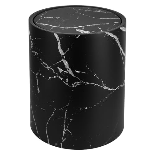 Caneca de basura con tapa oscilante diseño mármol negra