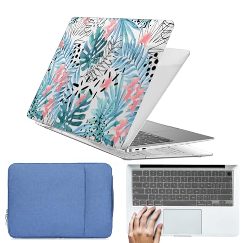 HLAAJJX Etui na MacBook Pro 13 cali pokrowiec 2012 2011 2010 2009 2008 model A1278 z CD-ROM, twardy plastik ochrona etui i klawiatury, tropikalne liście