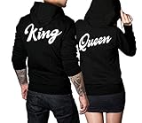 DESIGN - Du erhältst zwei stylische schwarze unisex Pärchen Pullover im King und Queen Design. Ein Herren Pullover mit dem Aufdruck King und ein Damen Hoodie mit dem Aufdruck Queen. Der Pullover eignet sich ideal als Pärchen Geschenk für die/den Liebste/n oder auch für sich selbst.