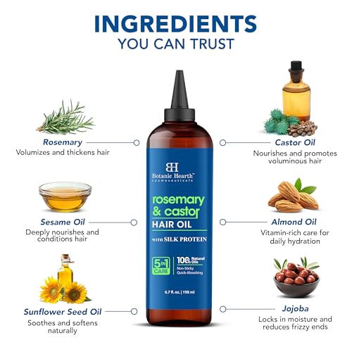 Botanic Hearth Rosmarin & Rizinus Haaröl -Nährende & stärkende Pflege für dicker aussehendes Haar -198ml