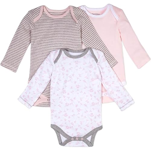 Image of Burt's Bees Baby Baby Bodysuits, 3-Pack Long & Short-Sleeve One-Pieces, 100% Organic Cotton