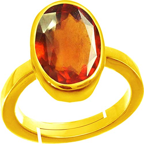 Bague en pierre hessonite naturelle 6 carats plaquée or ajustable