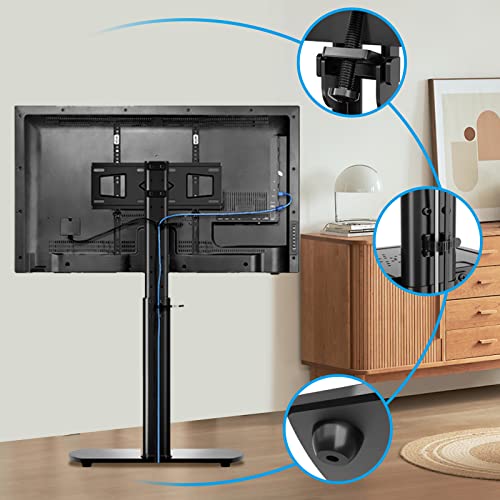 Yomt Floor Tv Stand With Swivel Mount Height Adjustable Universal Tv Stand For 27 To 65 Inch Lcd Led Oled Tvs, Space Saving Corner Standing Tv Mount For Bedroom Living Room,Black #TOP6