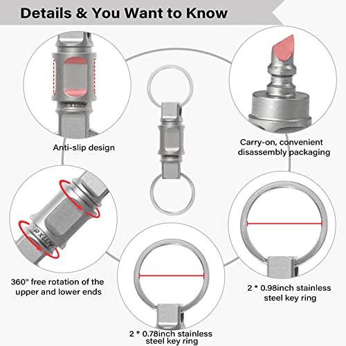 Rxluy Titanium Quick Release Keychain, Detachable Double-End Swivel Key Chain, Pull Apart Convenient Edc Key Clip Ring Holder Car Accessory For Men & Women #TOP3