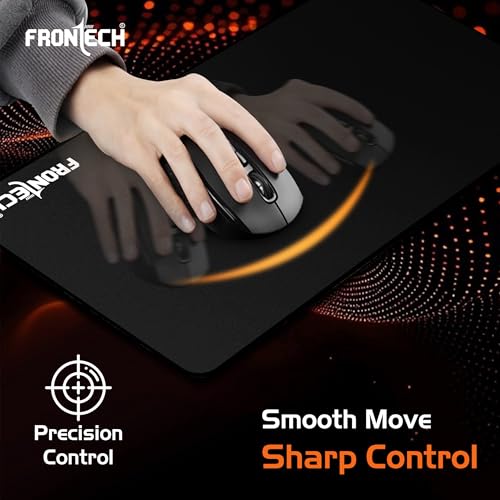 Image of FRONTECH Premium Gaming Mouse Pad | Extended Desk Mousepad with Anti-Slip Rubber Base, Stitched Edges | Water & Heat Resistant | Smooth & Precise Control (MSP-0059 Black)