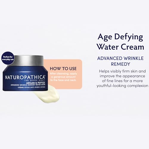 Naturopathica Argan & Peptide Advanced Wrinkle Remedy Water Cream - Daily Facial Moisturizer - Vegan, Made in USA, 1.7 oz. (50 ml)