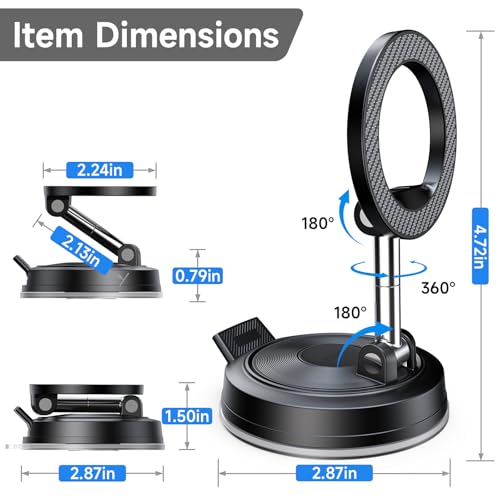 ACMEZING Car Phone Holder for MagSafe [All Surface Ready | 118+LBS Ultra Grip | 2400gf Strong Magnetic] 360° Adjustable Car Phone Mount, Phone Holders for Your Car for All Smartphones, Carbon Fiber - image 7