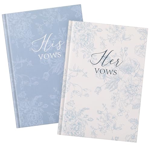Engrowtic Set of 2 Vow Books His and Hers, Wedding Vow Books (6.06x4.17) Wedding Keepsake Essentials Elegant Bridal Shower Ceremony Gift Elopement Essentials(Blue,Floral)