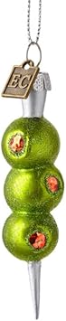 3.5" 3 Cocktail Bar Green Olive Martini Garnish Eric Cortina Glass Christmas Ornament