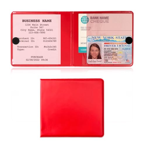Kewucn 1 PC Car Registration Insurance Holder, Essential Auto Card Glove Box Organizer, Vehicle Interior Accessories Perfect for Most Car, Truck, SUV (10.55''×4.8'', Red)