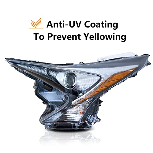 Dreenfl Led Fit For 16 17 18 Toyota Prius 2016 2017 2018 Toyota Prius Headlight Assemblies Left Driver Side (Chrome Housing Amber Reflector) #TOP1