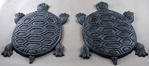 Set of 2 Iron Verdigris Garden Turtle Stepping Stone