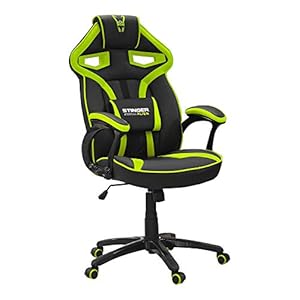 WOXTER Stinger Station Alien V2.0 Green Gaming-stoel (stalen as, zuigerklasse 4), ergonomisch, gevoerde armleuningen, in hoogte verstelbaar, krasbestendige wielen en lendenkussen, Lichtblauw en wit