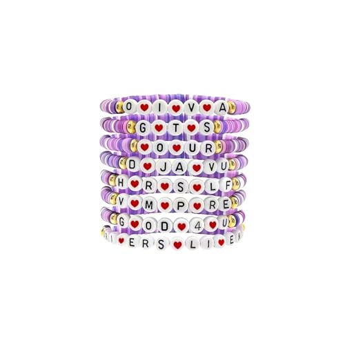 Image of Purple Beaded Friendship Bracelets - Concert & Festival Jewelry for Pop Fans, Gifts for Friendship and Music Lovers (red)