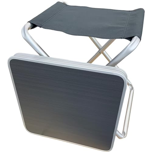 Vanilla Leisure - Folding Camping Table & Foot Stool Camping Accessory Camping Table That Fold Up For Fishing, Festival, Picnic, Beach - Lightweight A