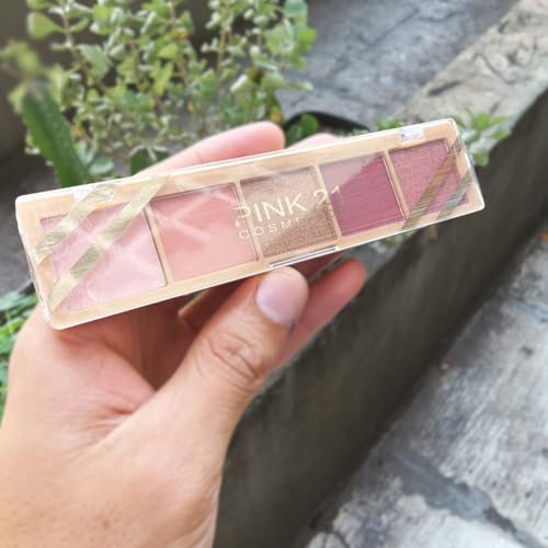 Paleta de sombras Eyeshadow pallet maquiagem Pink 21 5 cores de sombras cores Matte e Cintilante Tex