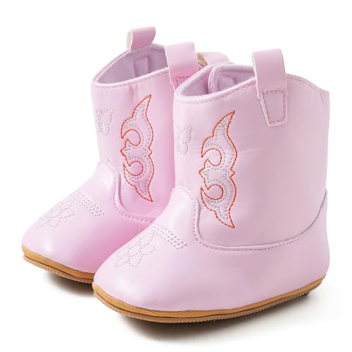 Jastore Baby Boys Girls Cowboy Boots Infant Western Boots Newborn First Walker Crib Shoes Toddler Soft Sole Non-Slip Round Toe Bootie2