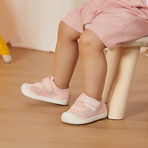 Bmcitybm W21SS011-PINK-120-N2 Baby Boy Girl Shoes Breathable Mesh Walking Shoes Lightweight Non-Slip Sneakers Infant First Walkers 6 9 12 18 24 Month Pink Size 6-12 Months Infant thumb #2