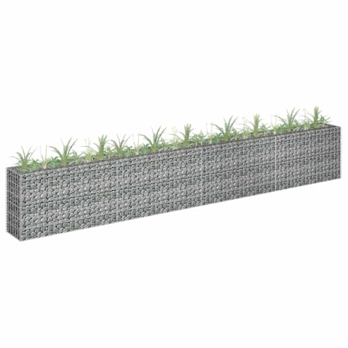 HaoChrymec Jardinière Surélevée with Acier Galvanisé, Design Stable, Parterre Surélevé en Gabion, Jardinière à Gabion, Panier à Pierre, Jardin, Cour, 360 x 30 x 60 cm