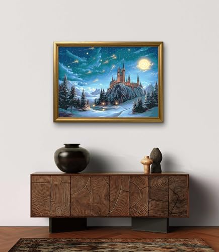 Image of Leczany Cross Stitch Patterns Stamped Kit for Beginners | Embroidery Supplies DIY Craft Kit Needlepoint for Adults Starter | 11CT, 3 Strands | Under the Moon Castle 15.8x22.4 inches