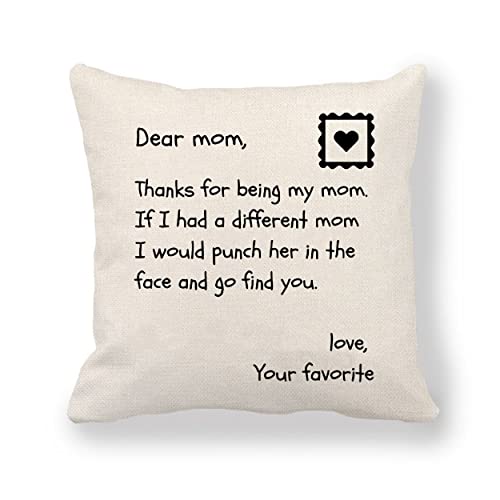 Housse de coussin humoristique pour la fête des mères de la part d'une fille ou d'un fils - Pour un anniversaire, Noël, une maman - Avec inscription « Thanks for Being My mom » Cover
