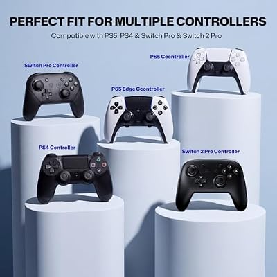 NEWDERY Thumb Grips for PS4/PS5 Controller, 3 Height Options (Low/Mid/High) for Precision & Control, Anti-Slip Silicone Joystick Caps for PlayStation 5/4 Controller, Switch 2 Pro Controller, 12-Pack