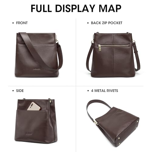 Image of Kattee Leather Handbags for Women 2026, Soft Shoulder Tote Crossbody Purses Bucket Bags with 2 Detachable Straps