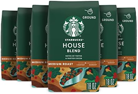 Starbucks House Blend Medium Roast Ground Coffee, 18 Ounce (Pack of 6)