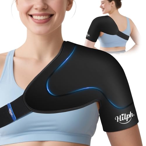 Hilph 3D Double-Layer Gel Shoulder Ice Pack Rotator Cuff Cold Therapy & Post-Surgery Recovery - Reusable Cold Compression Wrap for Bursitis, Shoulder Injuries, Fatigue and Shoulder Discomfort - Medium