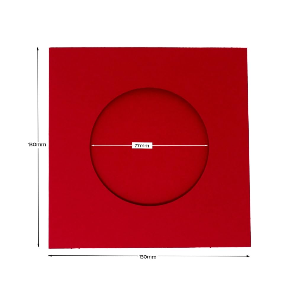 Stitchtastic Round aperture square cards - Christmas Red (Pack of 5), Round Red, 130mm x 130mm - Image 4