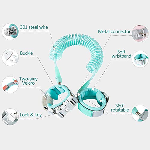Pulseira de segurança anti-perda Blusea, pulseira antiperda com trava adequada para idades de 0 a 8