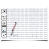 Dauerkalender DIN A1 XXL 84,1 × 59,4 cm – großer abwischbarer Jahresplaner, Projektplaner & Geburtstagskalender oder Urlaubsplaner – wiederverwendbar, Deutsch, inkl. Marker – Gigatime®
