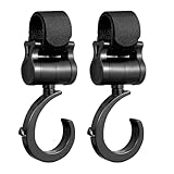2 PCS Hook Hanging, Buggy Clips, 360 Degree Swivel Hooks, Multipurpose Wheelchair Hanging Hooks for Rollator, Clip Your Handbag Shopping on Shopping Cart and Car Back Seat, Universal Fit