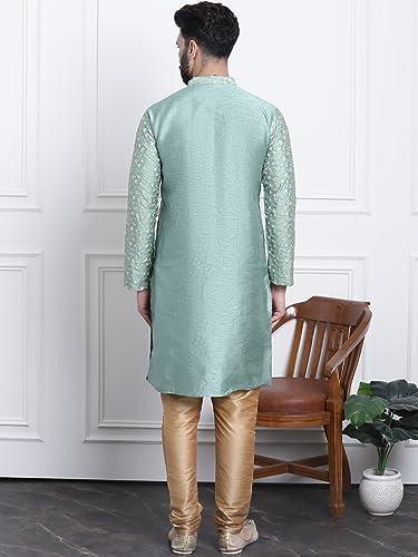 Sojanya (Since 1958 Men'S Silk Blend Embroidered Kurta & Churidaar Pyjama Set4