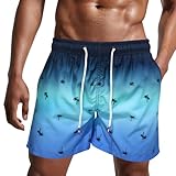 Danfiki Traje de Baño Hombre Shorts de Secado Rápido Bañador Corto para Playa Navegar Forro de Malla Color Degradado,Naranja,XXL