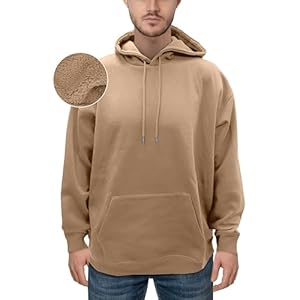 Elegant Comfort Black Lined Fleece Cotton Men’s Hoodie, Soft Breathable Sweatshirt Uomo Sherpa Foderata in Pile di Cotone Casual di Peso Medio Felpa con Cappuccio Pullover, Talpa, Large