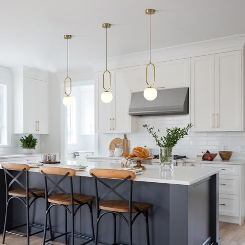 Image of Modern Globe Pendant Lights Mid Century Gold Pendant Lighting Fixture Adjustable Glass Hanging Lamp for Bedroom Living Room Kitchen