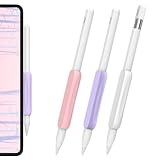 AhaStyle 3 Pack Silicone Grips for Apple Pencil (USB-C) &amp; Apple Pencil 2nd Generation Holders Ergonomic Design Grip Protective Sleeve Compatible with iPad Pen (White+Lavender+Pink)