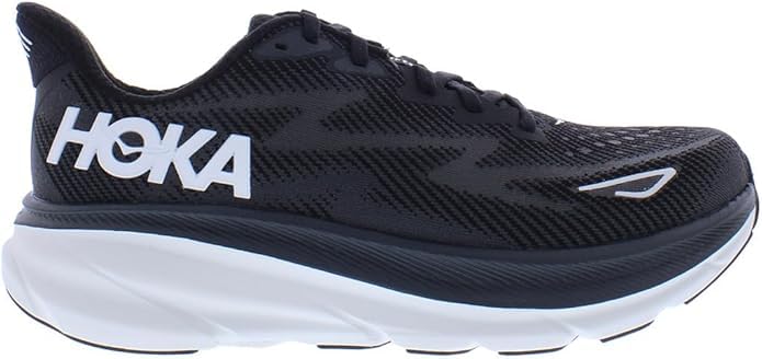 HOKA Clifton 9 Women's Road Running Shoes Sneakers (Black/White, US Footwear Size System, Adult, Women, Numeric, Medium, 9)