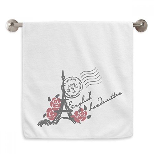 Serviette Tour Eiffel Paris style timbre en coton doux 33x73 cm - 2